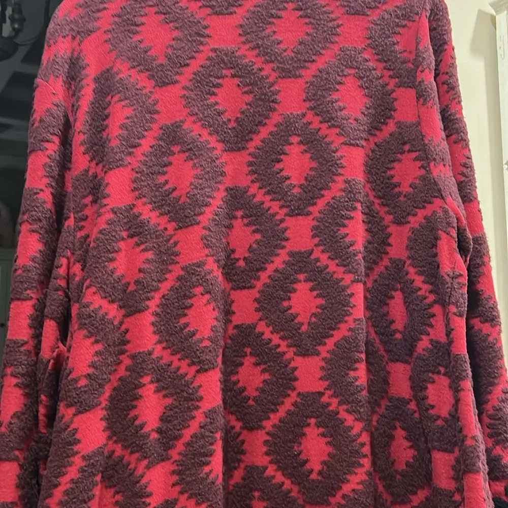 Lucky Brand Red and Black Geometric Cardigan plus size 3X - Picture 4 of 5